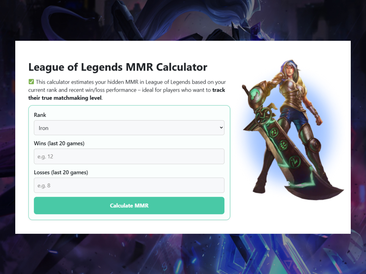 League MMR Calculator